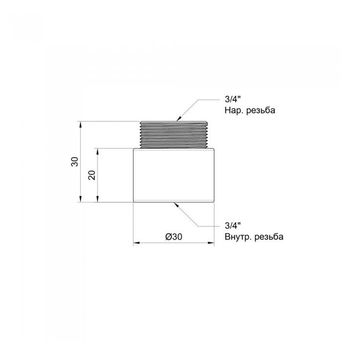 Удлинитель SD Plus 20х3/4" хром SD1302020