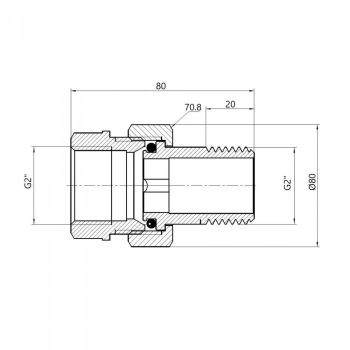 Сгон "Американка" SD Forte 2" прямой SF190W50