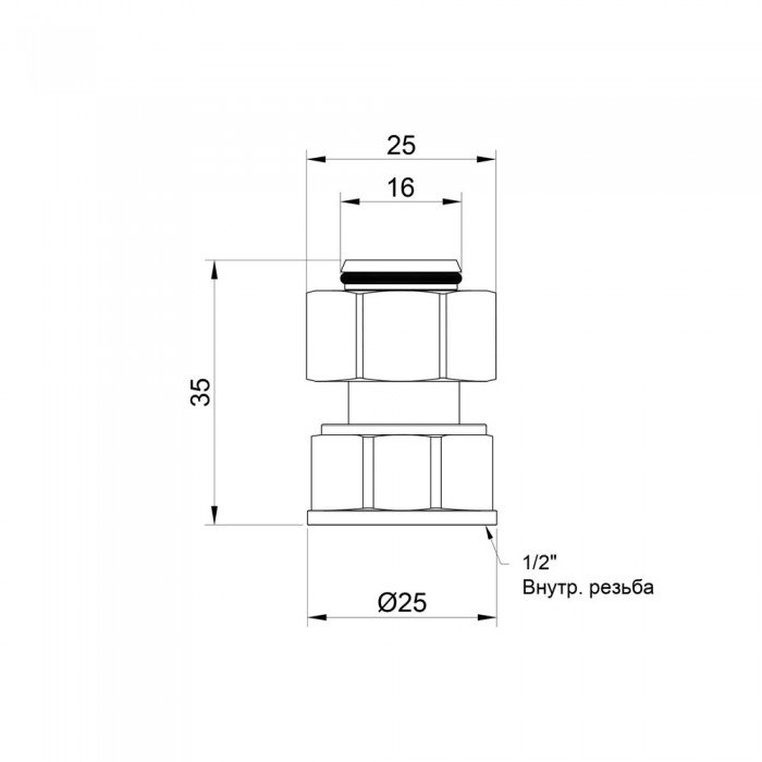 Переходник обжимной SD Plus 16х1/2" ВР SD153W1615