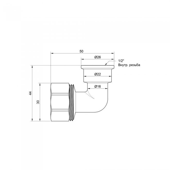 Уголок обжимной SD Plus 20х1/2" ВР SD156W2015