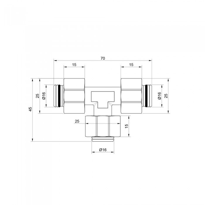 Тройник обжимной SD Plus 16 SD158W161616