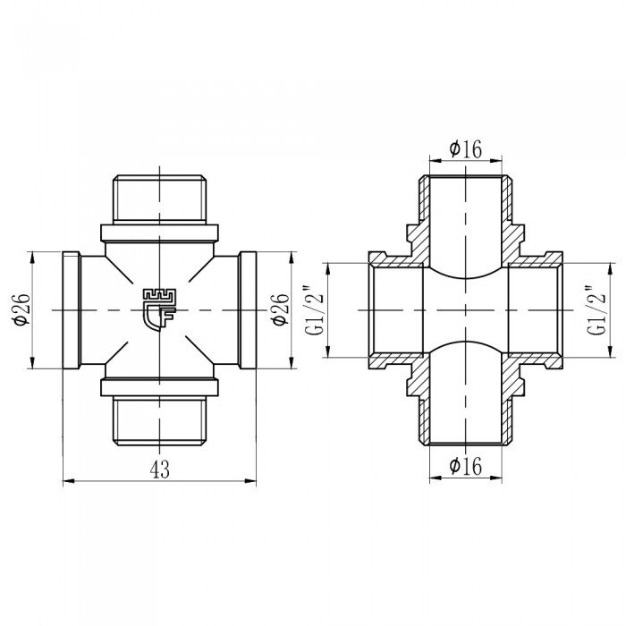 Крестовина SD Forte 1/2" ВН SF35515