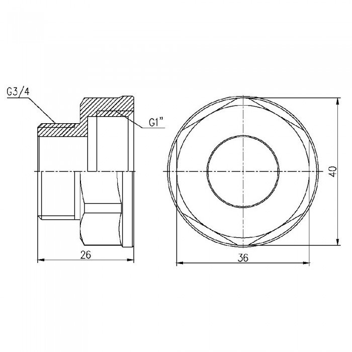 Переход SD Forte 1"х3/4" ВН SF3602520