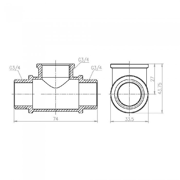 Тройник SD Forte 3/4" ВНН SF36620