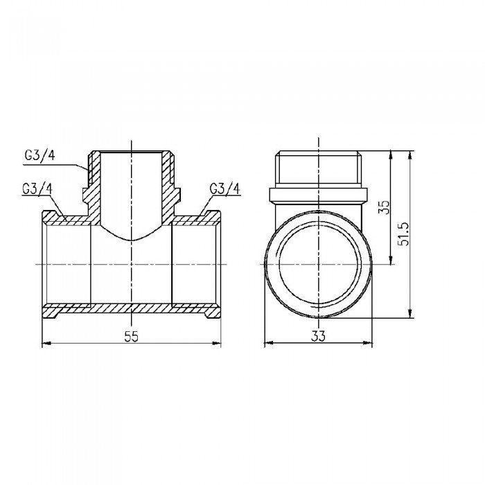 Тройник SD Forte 3/4" ВНВ SF36420