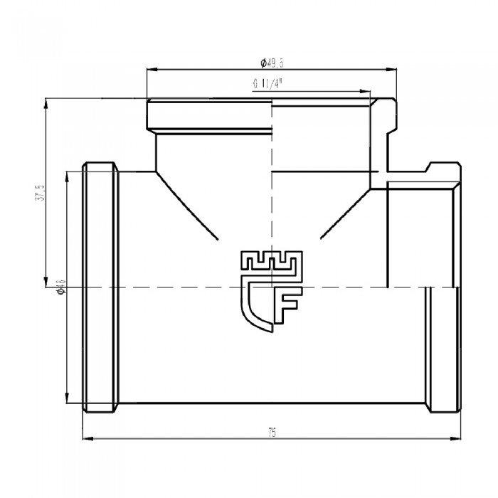 Тройник SD Forte 1" 1/4 ВВ SF36132