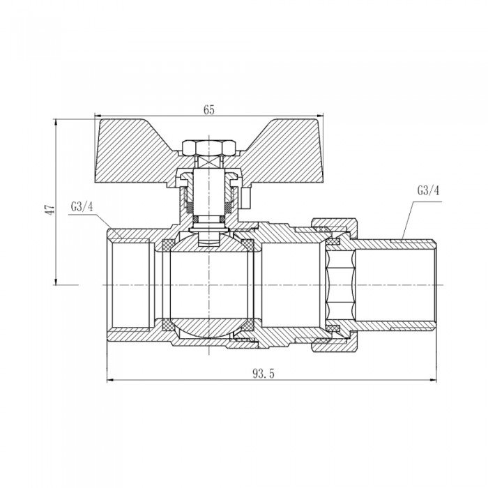 Кран шаровой "Американка" SD Forte 3/4" прямой SF220W20