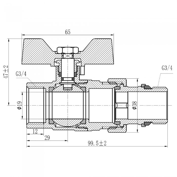 Кран шаровой "Американка" SD Forte 3/4" с антипротечкой прямой SF222W20