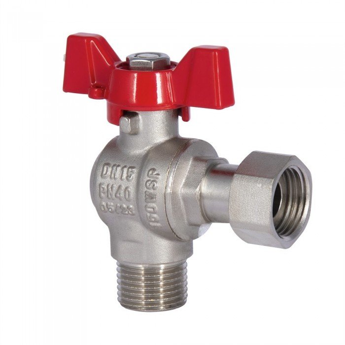 Кран шаровой с накидной гайкой SD Forte 1/2" ВН для воды угловой SF224W15