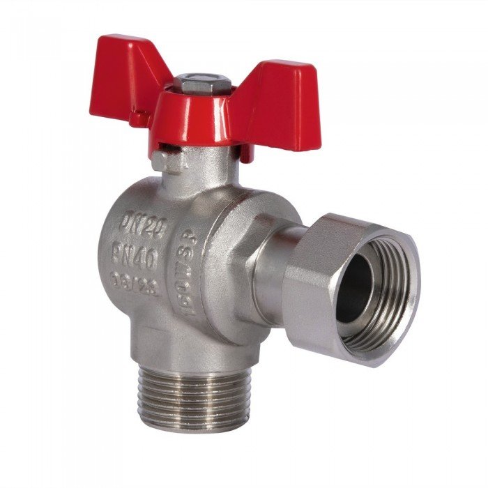 Кран шаровой с накидной гайкой SD Forte 3/4" ВН для воды угловой SF224W20