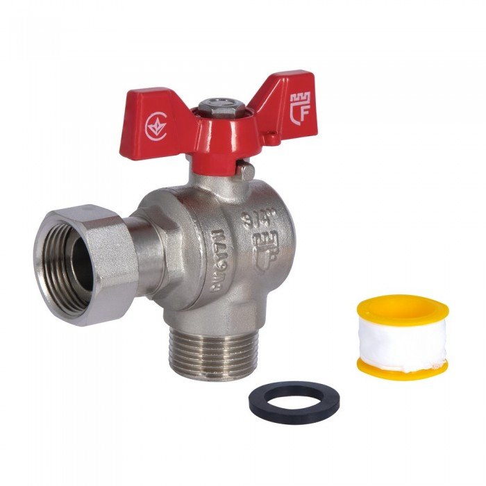 Кран шаровой с накидной гайкой SD Forte 3/4" ВН для воды угловой SF224W20