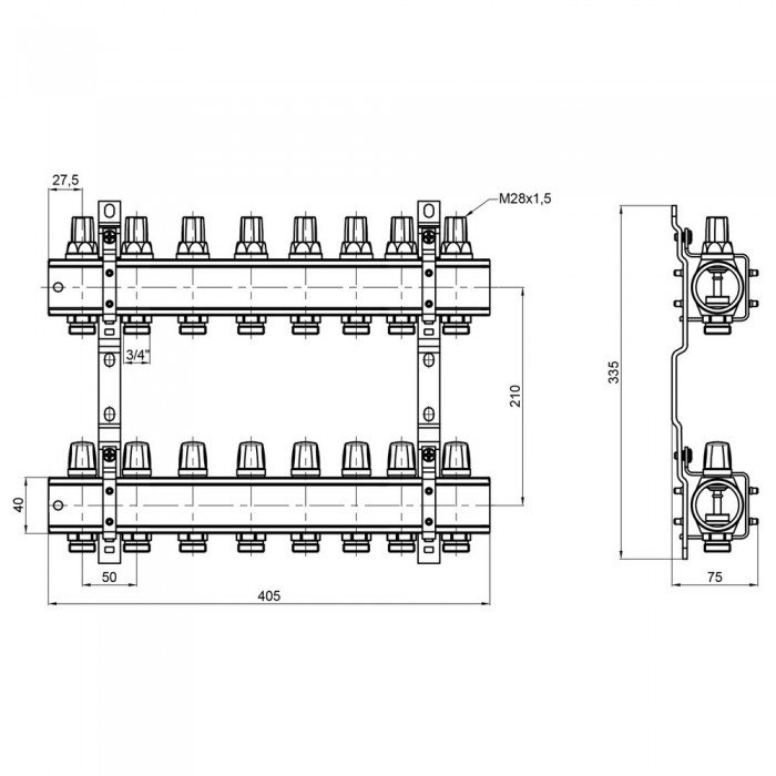 Колектор Icma 1" 8 виходів, без витратоміра №K005