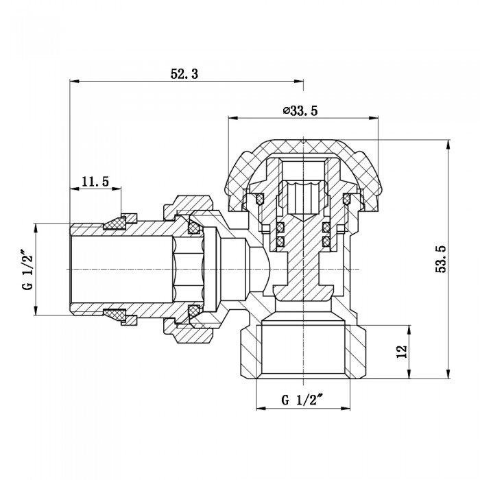 Кран радиаторный SD Forte Powerful 1/2" с антипротечкой угловой SF233W15