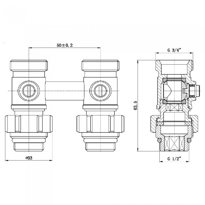 Кран шаровой SD Forte 3/4"х1/2" для радиатора нижний SF251W15 Кран шаровой SD Forte 3/4"х1/2" для радиатора нижний SF251W15