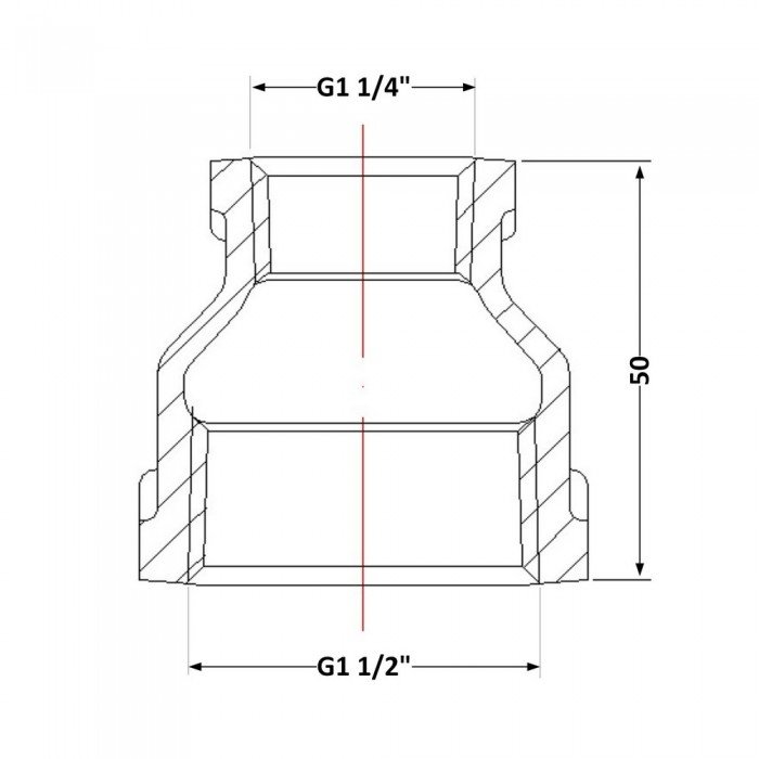 Муфта чугунная 1" 1/2х1" 1/4 ВР