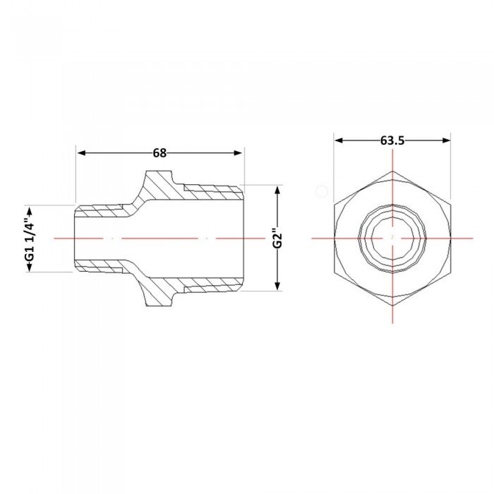 Ніпель чавунний 2"х1" 1/4 ЗР