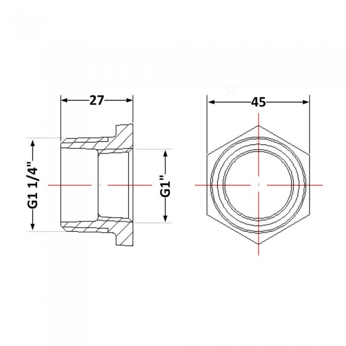 Футорка чугунная 1" 1/4х1" НР