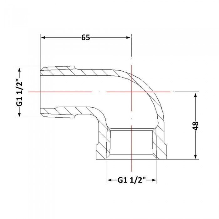Кут чавунний 1" 1/2 ЗР