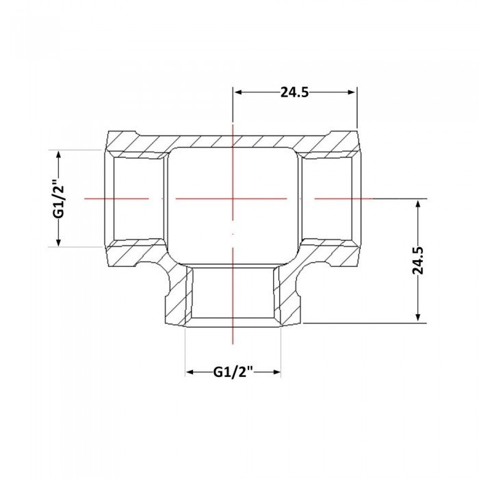 Тройник чугунный 1/2" ВР