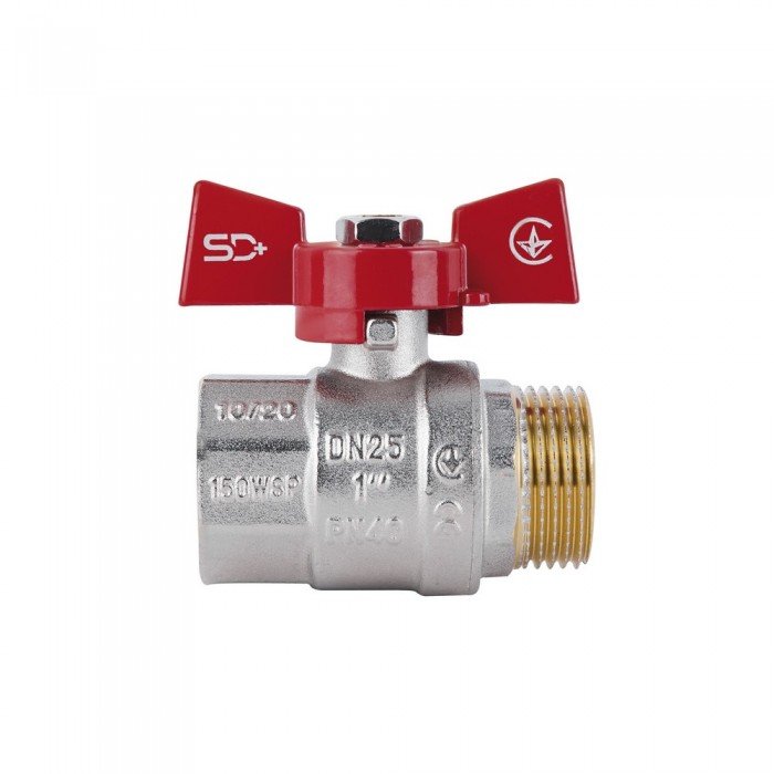 Кран шаровой SD Plus 1" ВН для воды (бабочка) SD607NW25PN40