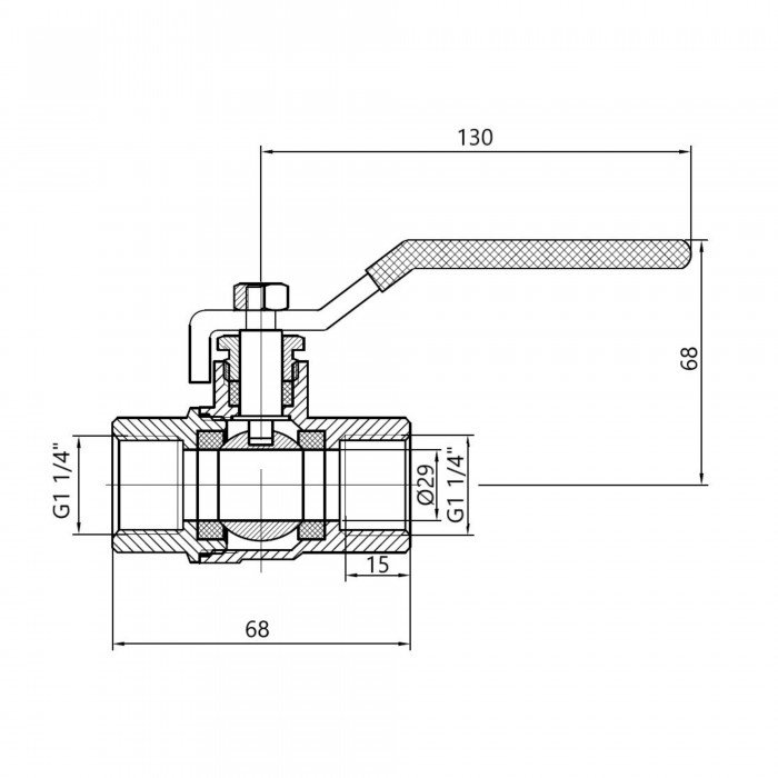 Кран кульовий SD Plus 1" 1/4 ВР для газу (важіль) SD600NG32PN40