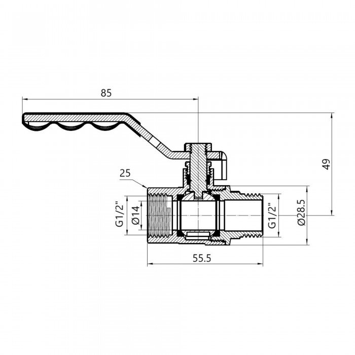 Кран кульовий SD Plus 1/2" ВЗ для газу (важіль) SD605NG15PN40