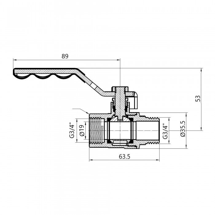 Кран кульовий SD Plus 3/4" ВЗ для газу (важіль) SD605NG20PN40