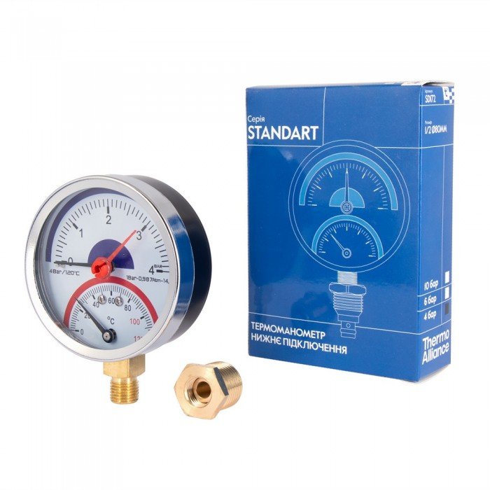 Термоманометр SD Plus 80 мм 1/2", нижнее подключение SD1724B