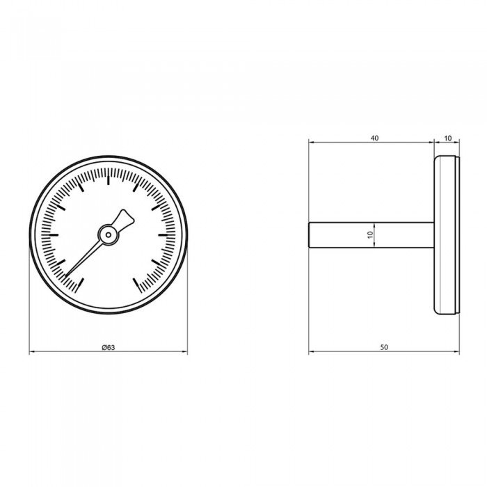 Термометр SD Plus 120ºC 63 мм 1/2", заднее подключение SD17440MM