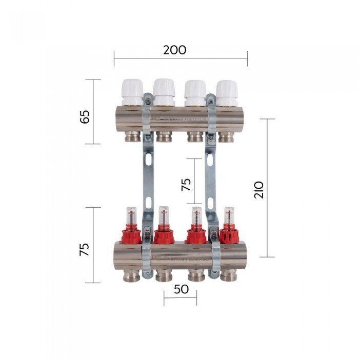 Коллектор с расходомерами Thermo Alliance Standart 1" 4 выхода SD235W4
