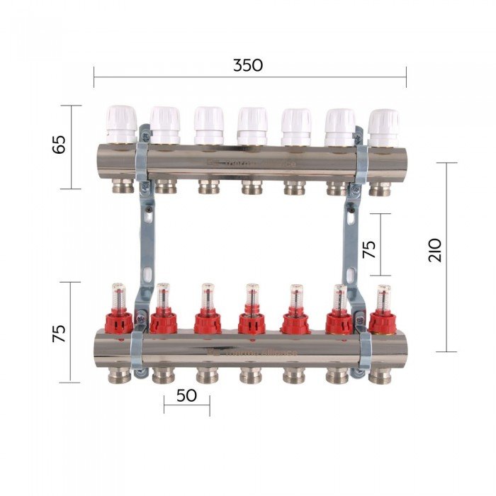 Коллектор с расходомерами Thermo Alliance Standart 1" 7 выходов SD235W7