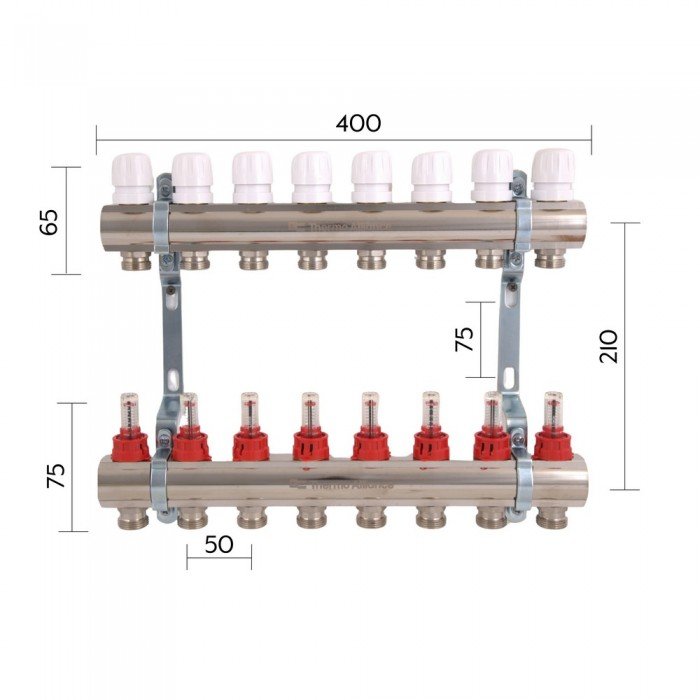 Коллектор с расходомерами Thermo Alliance Standart 1" 8 выходов SD235W8