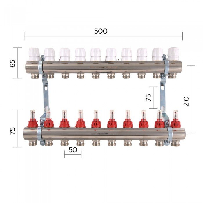 Коллектор с расходомерами Thermo Alliance Standart 1" 10 выходов SD235W10