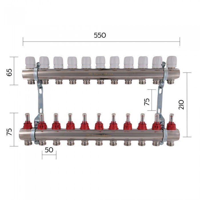 Коллектор с расходомерами Thermo Alliance Standart 1" на 11 выходов