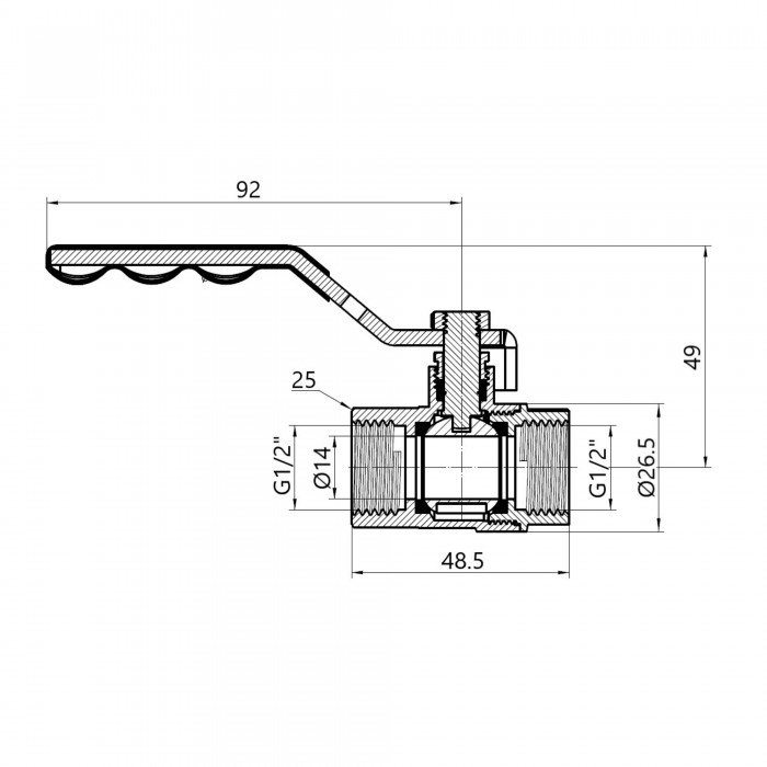 Кран кульовий SD Plus 1/2" ВР для газу (важіль) SD600NG15PN40