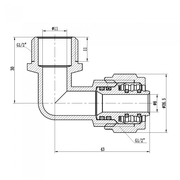 Уголок обжимной SD Forte 16х1/2" НР SF175W1615