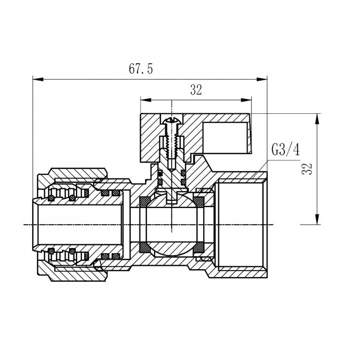 Кран шаровой обжимной SD Forte 20х3/4" ВР SF264W20