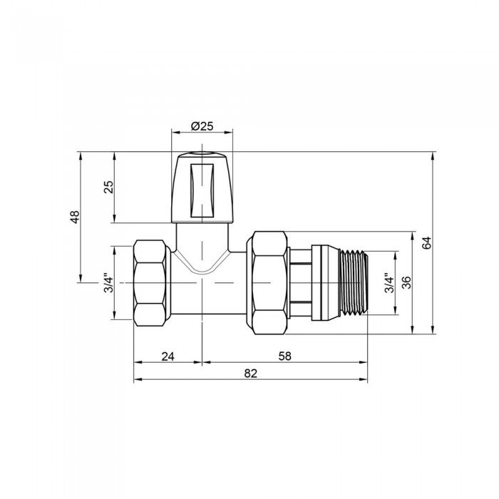 Кран радиаторный Icma 3/4" с антипротечкой прямой без ручки №815+940