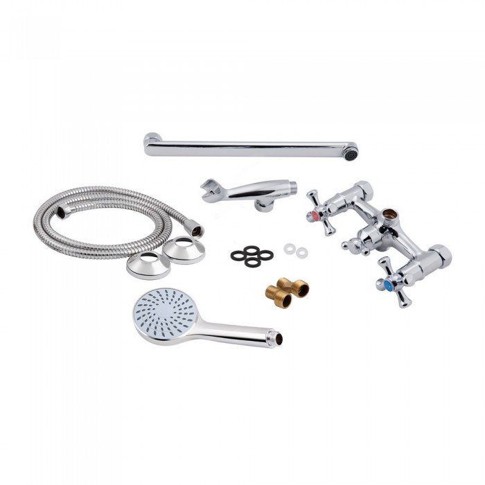 Смеситель для ванны Lidz Lamb 143 с поворотным изливом двухвентильный (c душевым гарнитуром) LDLAM143CRM22143 Chrome