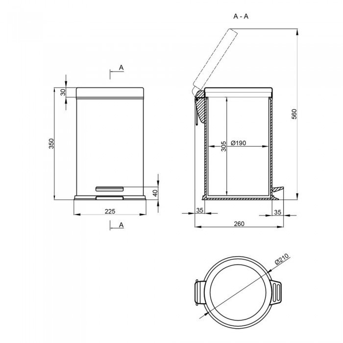 Ведро для мусора Lidz Oreo 0108 8 л LDORE0108CRM22255 Chrome