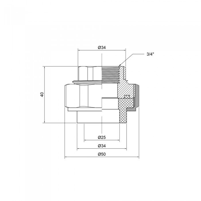 Сгон "Американка" PPR Thermo Alliance 25х3/4" ВР