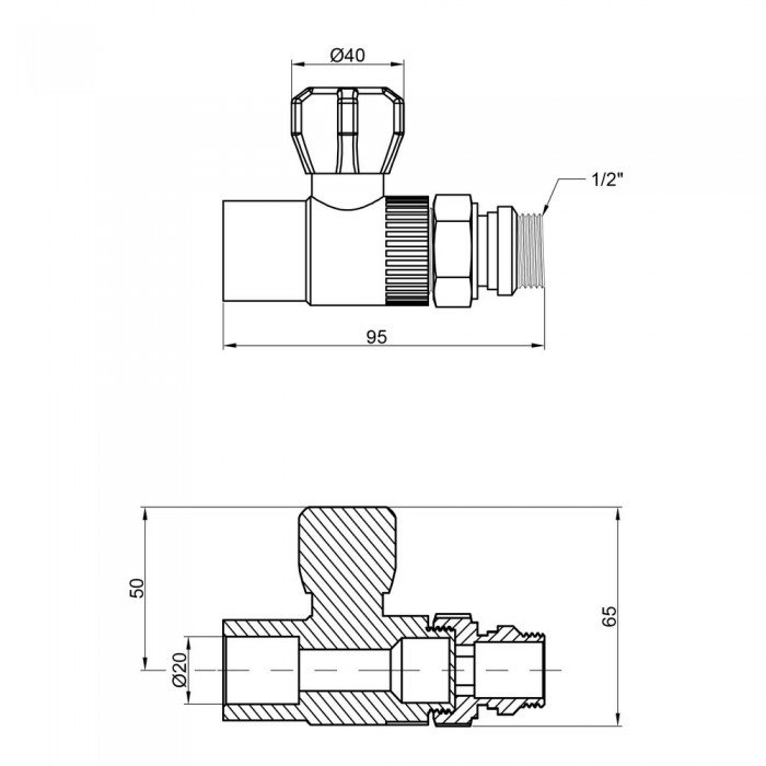 Кран шаровой радиаторный PPR Thermo Alliance 20х1/2" прямой Кран шаровой радиаторный PPR Thermo Alliance 20х1/2" прямой