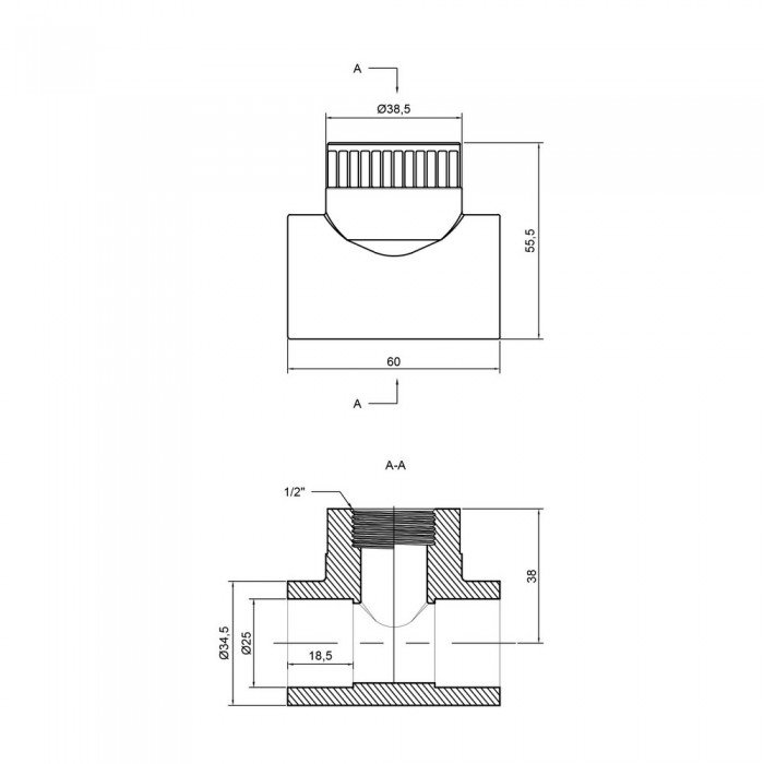 Тройник PPR Thermo Alliance 25х1/2"х25 ВР