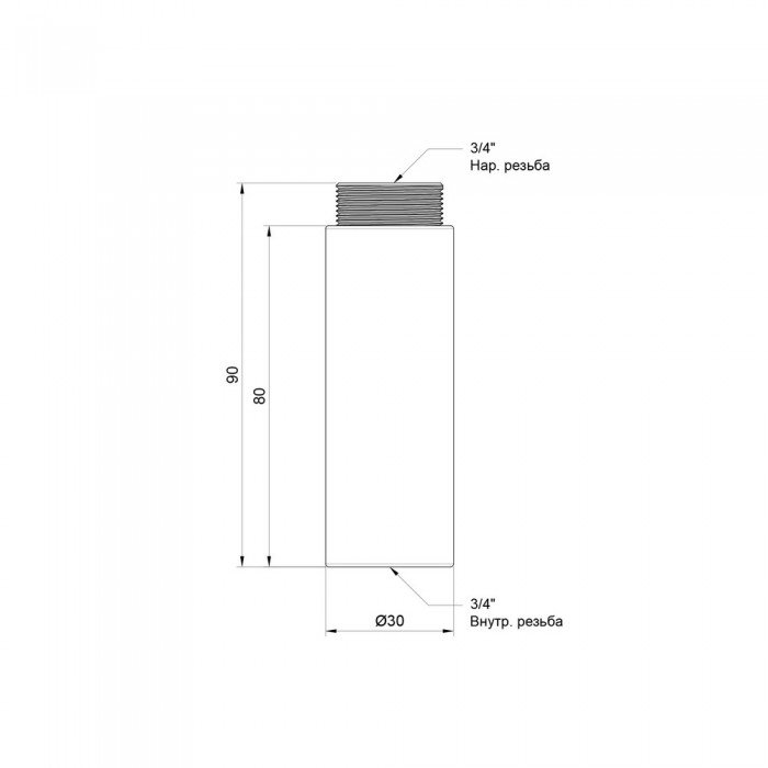 Удлинитель SD Plus 80х3/4" хром SD1302080