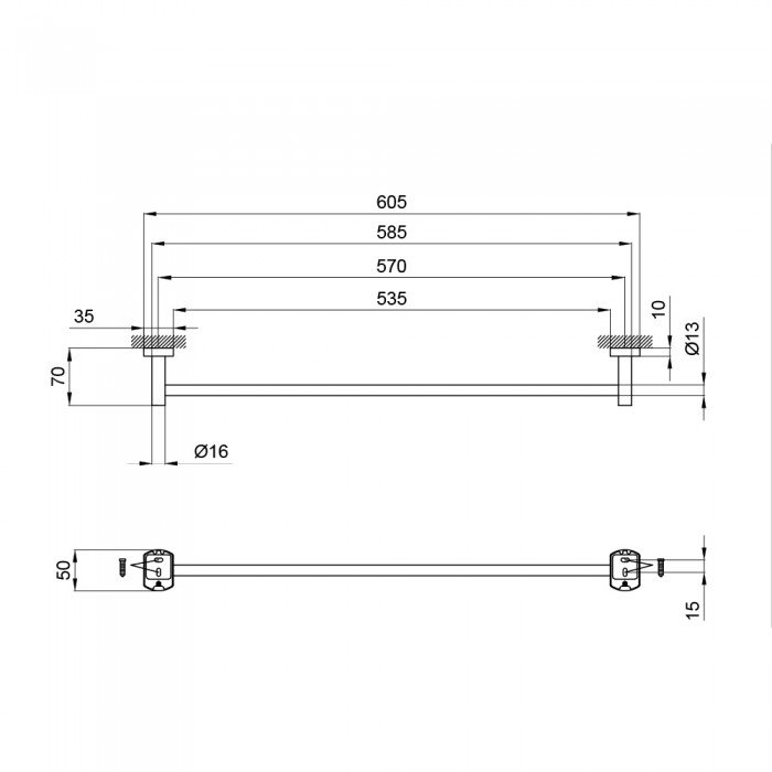 Держатель для полотенца Qtap Liberty 605 мм QTLIBCRM1124 Chrome