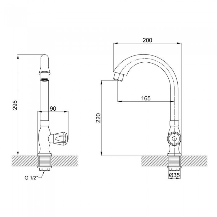 Кран на одну воду для кухни Brinex BW 269 Кран на одну воду для кухни Brinex BW 269