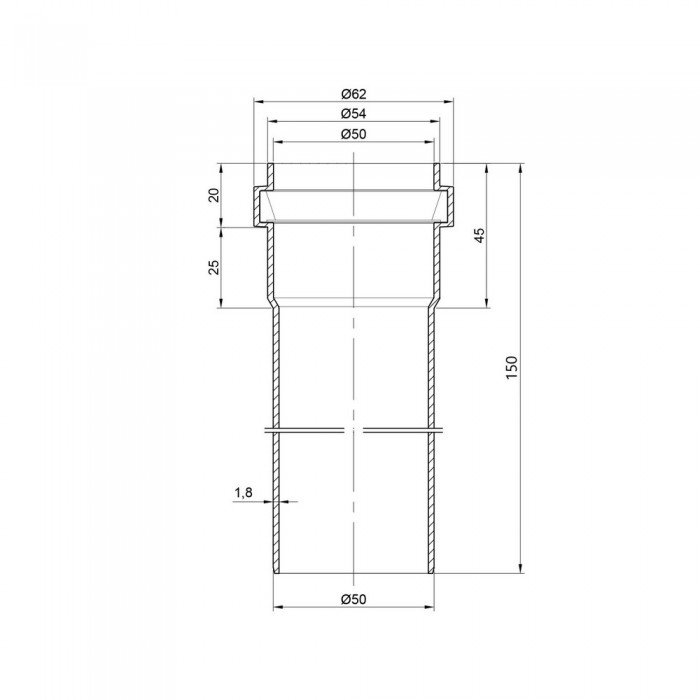 Труба PPR канализационная TA Sewage 50х2, 0,15 м