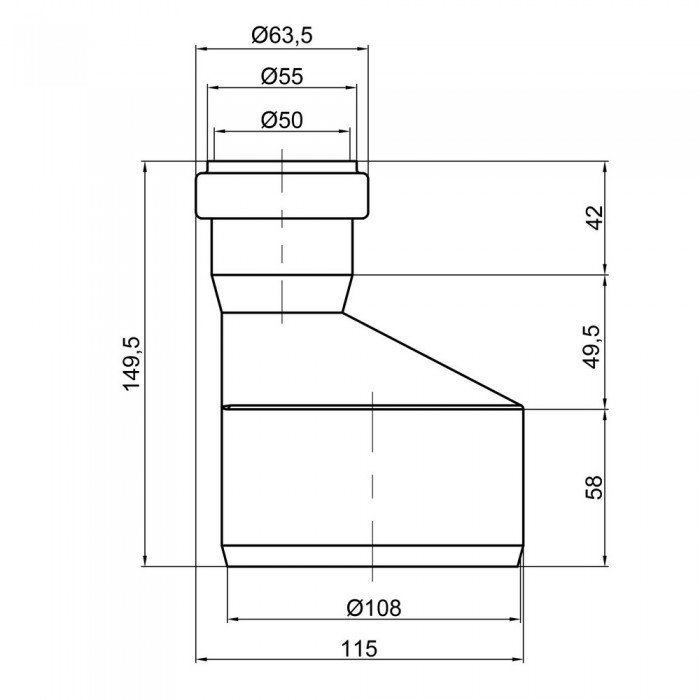 Редукция PPR канализационная TA Sewage 110х50 прямая