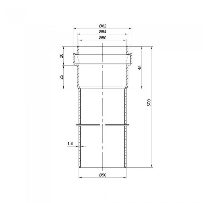 Труба PPR канализационная TA Sewage 50х2, 0,5 м