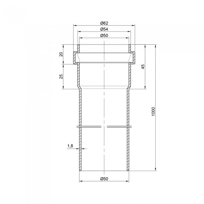 Труба PPR канализационная TA Sewage 50х2, 1 м